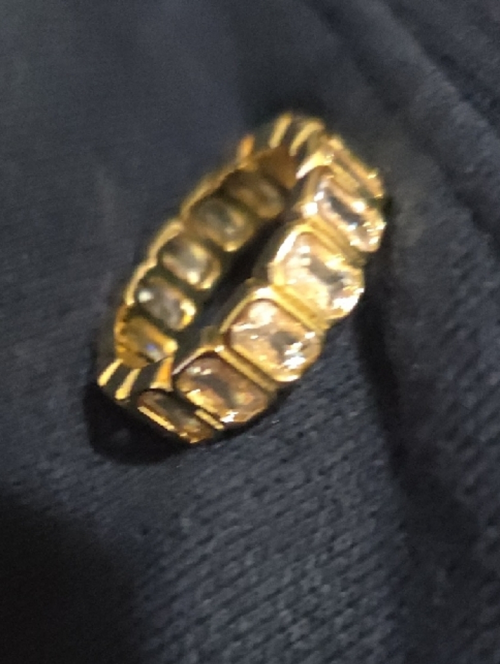 Gold Tone Radiant Cut CZ Eternity Band Ring Sz6 NIB - Picture 5 of 7
